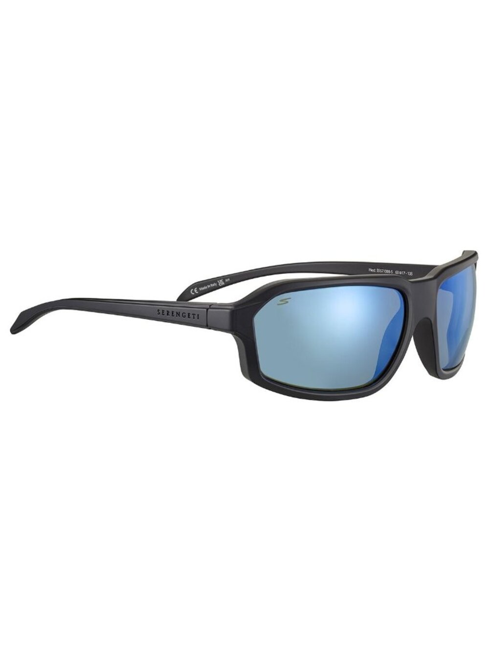 New Serengeti Unisex Sunglasses Black Rectangle Multicolor Lens Injected Frame